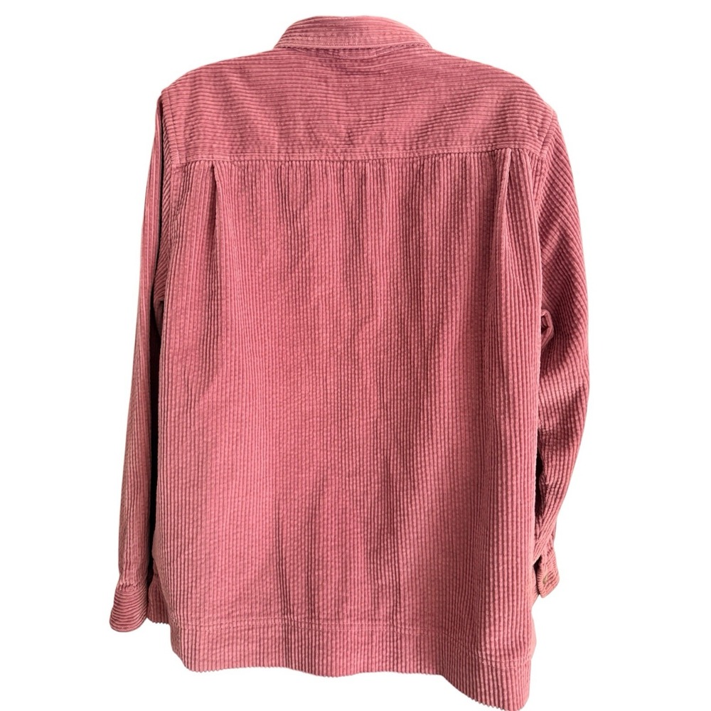 LL Bean Womens Corduroy Button Up Shirt Shacket L 512434 Dusty Rose Pockets - Picture 7 of 11
